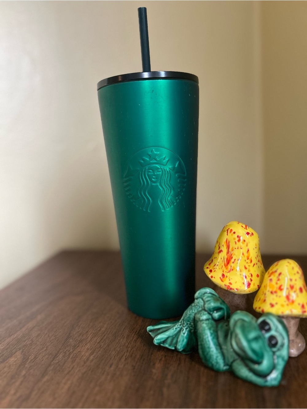 Starbucks Teal Green Stainless Steel Travel Cup with Straw